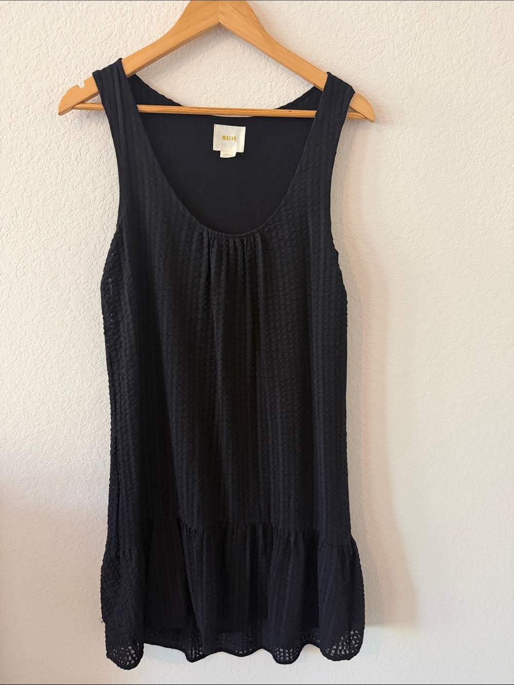 Anthropologie Maeve The Melanie Little Black Dress Waffle Textured Size XS